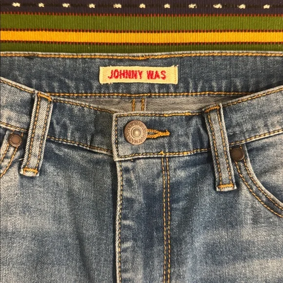 VINTAGE Johnny Was The Skinny Jean Floral Embroidered Mid-Rise Size 26